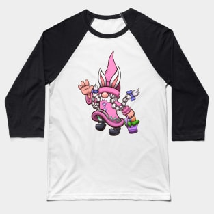 Female Hopping Easter Gnome With Basket Baseball T-Shirt